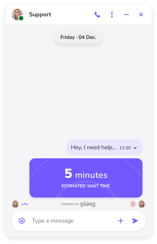 Chat started, show estimated wait time