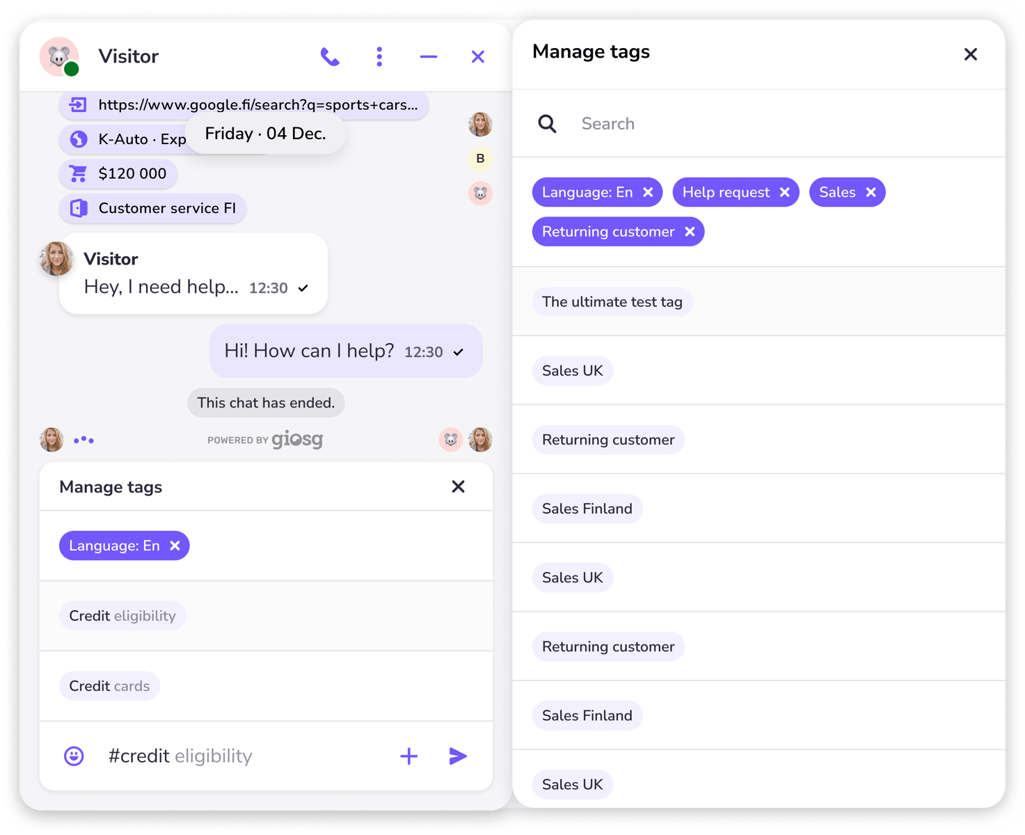 Tagging chats for Agents