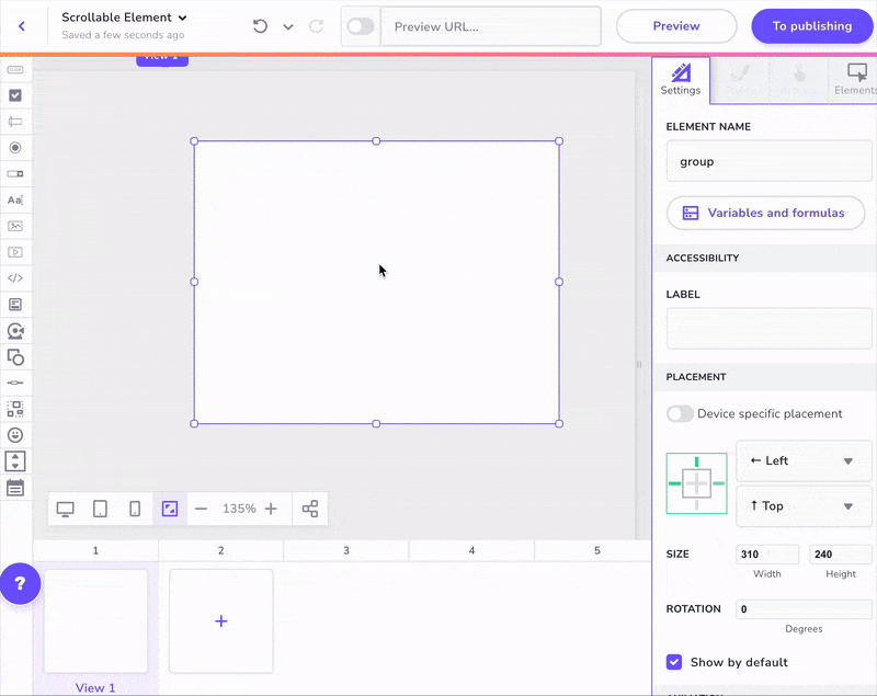 A simple example for designing scrollable content vertically